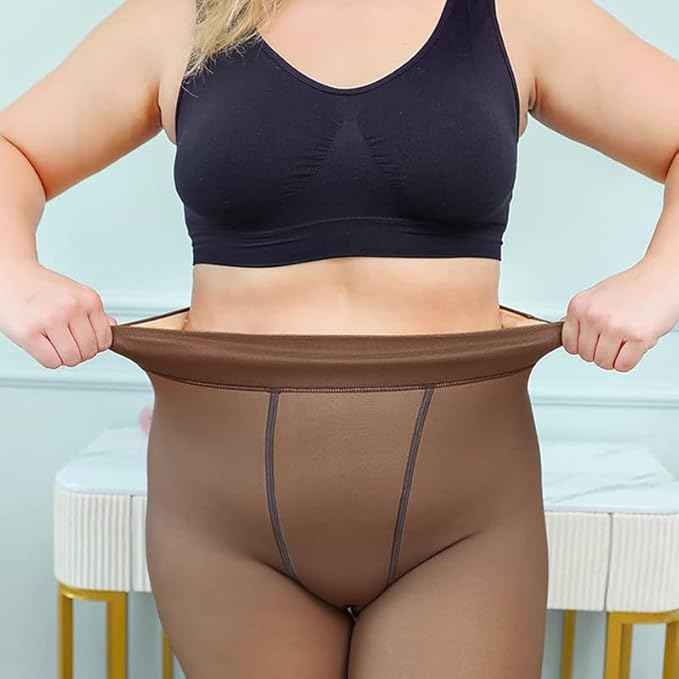 Winter Wear Super Warm Fake Translucent Woolen Fur Double Tone Thermal Jegging Tights