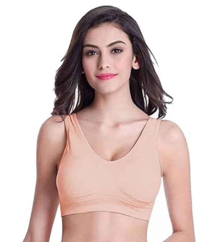 Pack Of 2 Womens Fashion Sports Bra | Seamless, Padded, Non-Wired Gym & Yoga Bra | High Support, Comfortable Everyday Bralette