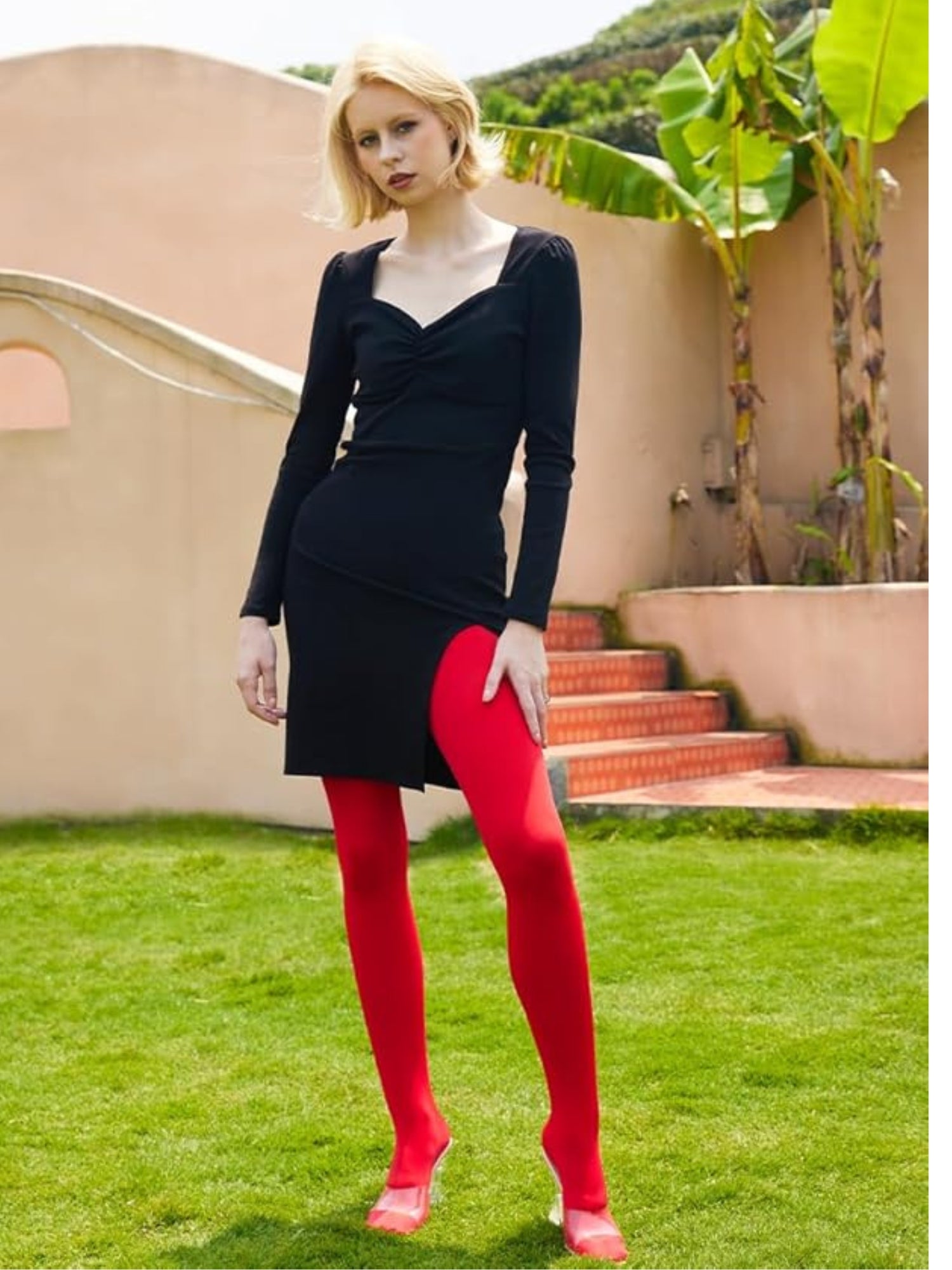 Women Red Fleece Footed  Legging Slim Fit Warm Thick Fur Lined Winter Thermal Soft Leggings for Girls - Brachy