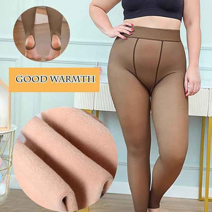 Winter Wear Super Warm Fake Translucent Woolen Fur Double Tone Thermal Jegging Tights