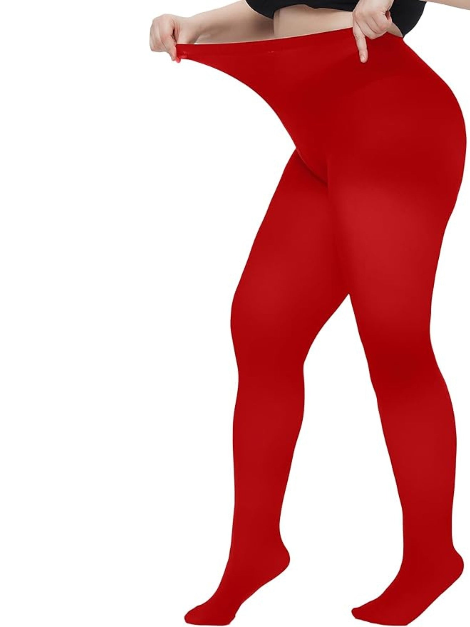 Women Red Fleece Footed  Legging Slim Fit Warm Thick Fur Lined Winter Thermal Soft Leggings for Girls - Brachy