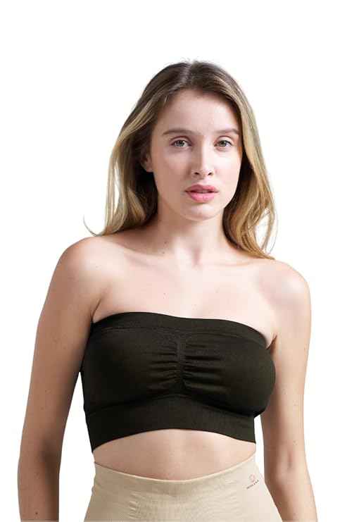 Brachy Women Pack 2 Lightly Padded Seamless Rapid Dry Bandeau Tube Bra
