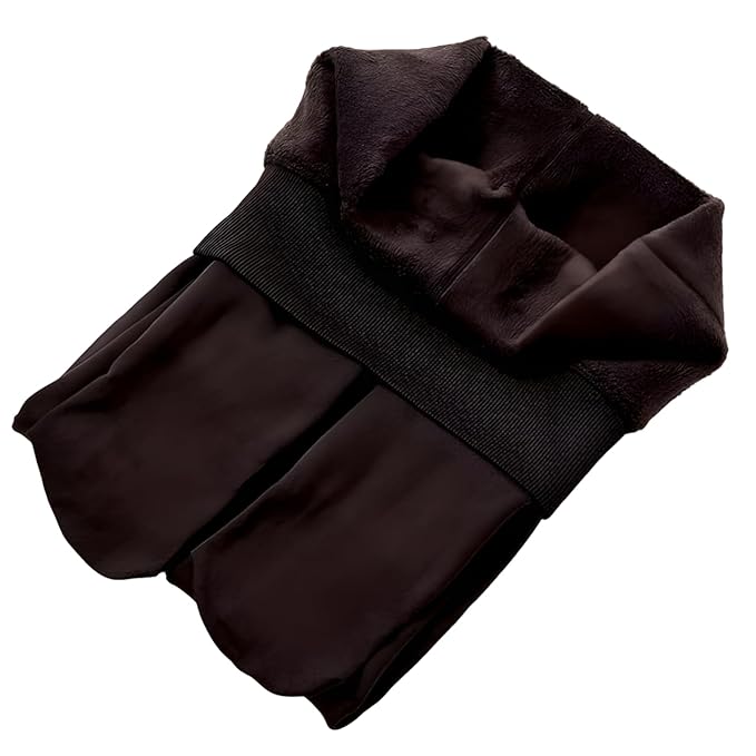 Women Brown Kashmiri Solid Footed Warm Thick Fur Thermal Bottom High Waist Stockings - Brachy