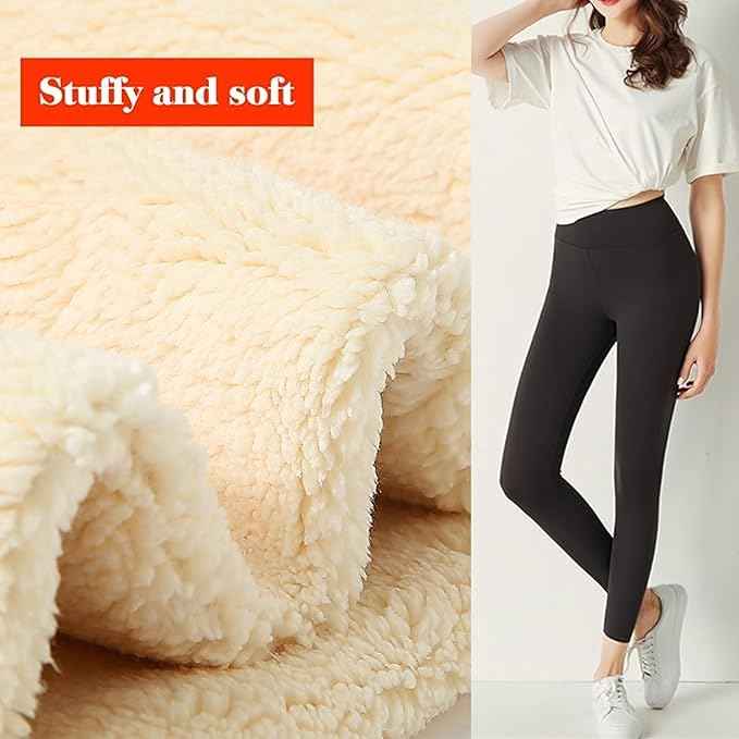 Plus Size Women Brown Comfort Fleece Footed Fur Stocking Winter Wear Extra Warm, Woolen High Waisted Lined Thigh Highs