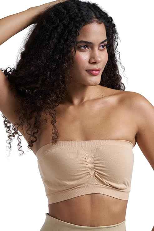 Brachy Women Pack 2 Lightly Padded Seamless Rapid Dry Bandeau Tube Bra