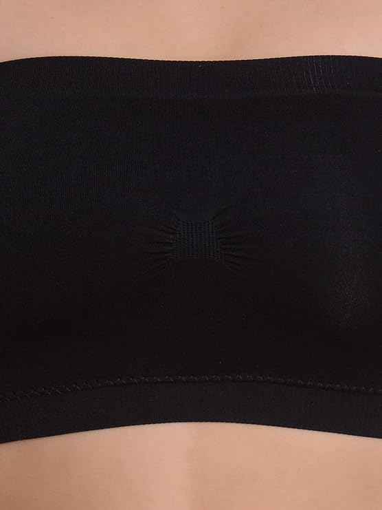 Brachy Women Black Lightly Padded Seamless Rapid Dry Bandeau Tube Bra
