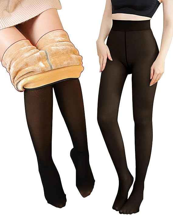 Brachy Girls Pack Of 2 Girls Thermal Tights | Fleece Lined Winter Warm Tights | Soft Stretchable Thermal Leggings for Stretch Fit Tights Pantyhose Stockings | Ideal for Ballet Dancing Everyday Activity