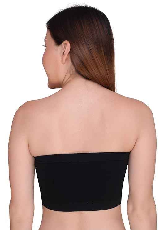 Brachy Women Black Lightly Padded Seamless Rapid Dry Bandeau Tube Bra