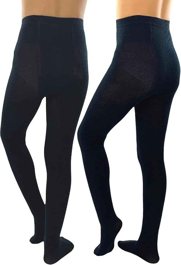 Brachy Girls Pack Of 2 Girls Thermal Tights | Fleece Lined Winter Warm Tights | Soft Stretchable Thermal Leggings for Stretch Fit Tights Pantyhose Stockings | Ideal for Ballet Dancing Everyday Activity