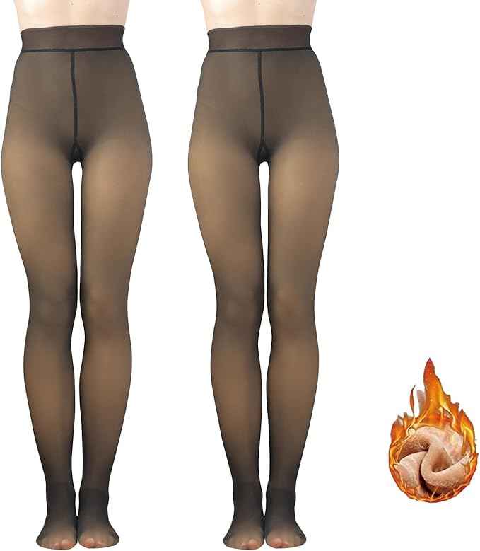 Brachy Girls Pack Of 2 Girls Thermal Tights | Fleece Lined Winter Warm Tights | Soft Stretchable Thermal Leggings for Stretch Fit Tights Pantyhose Stockings | Ideal for Ballet Dancing Everyday Activity