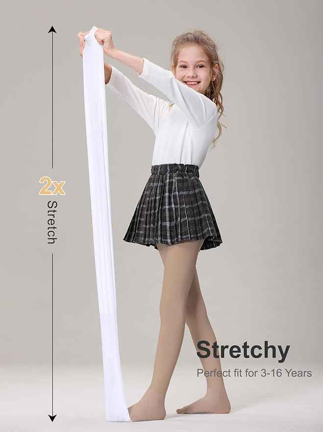 Brachy Girls Pack Of 2 Girls Thermal Tights | Fleece Lined Winter Warm Tights | Soft Stretchable Thermal Leggings for Stretch Fit Tights Pantyhose Stockings | Ideal for Ballet Dancing Everyday Activity