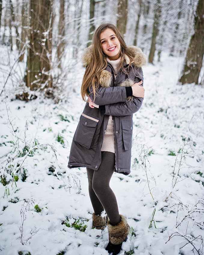 Winter Fleece Warm Thermal Leggings Tights Pants, Dual Tone Translucent Stylish Slim Fit Stockings