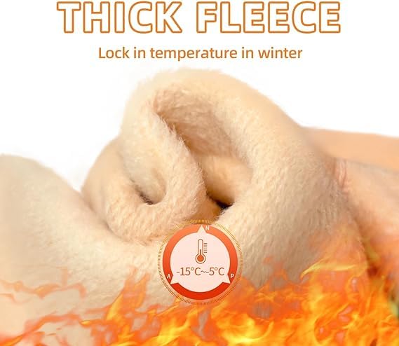 Women Beige Solid Winter Warm Fleece Lined Soft Touch Thick Velvet Tights Footed Thermal Stockings - Brachy