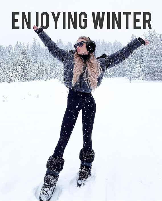 Women Black Winter Fur Warm Fleece-Lined Thermal Stretchable Stockings for Cold Weather Thermal Bottom.