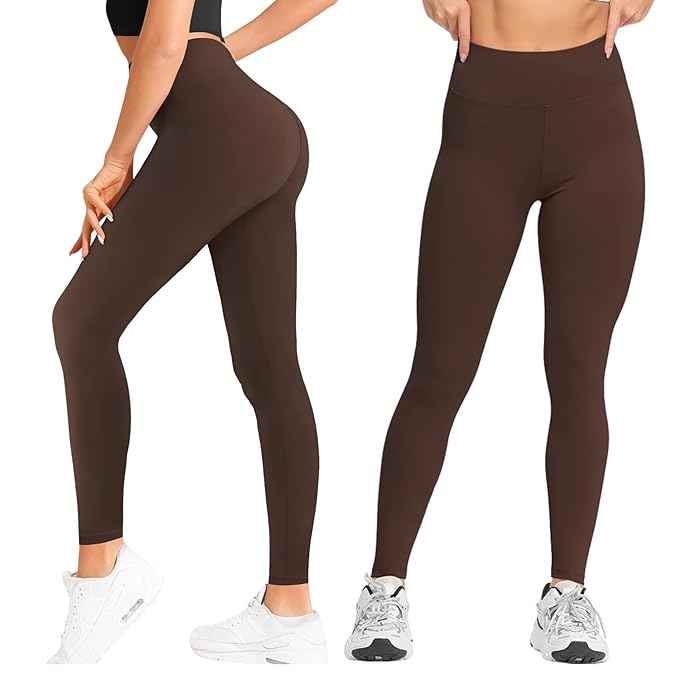 Brown Bottom Thermals Warm Winter High Waist Tummy Control Fleece Leggings for Womens