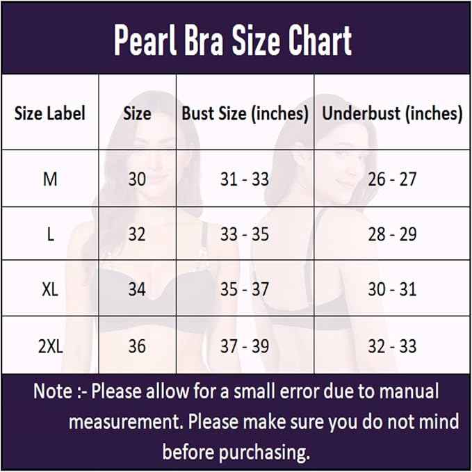 Brachy Women's Push Padded Bra Adjustable Straps Golden And White Pearl Chain Bra Panty Set