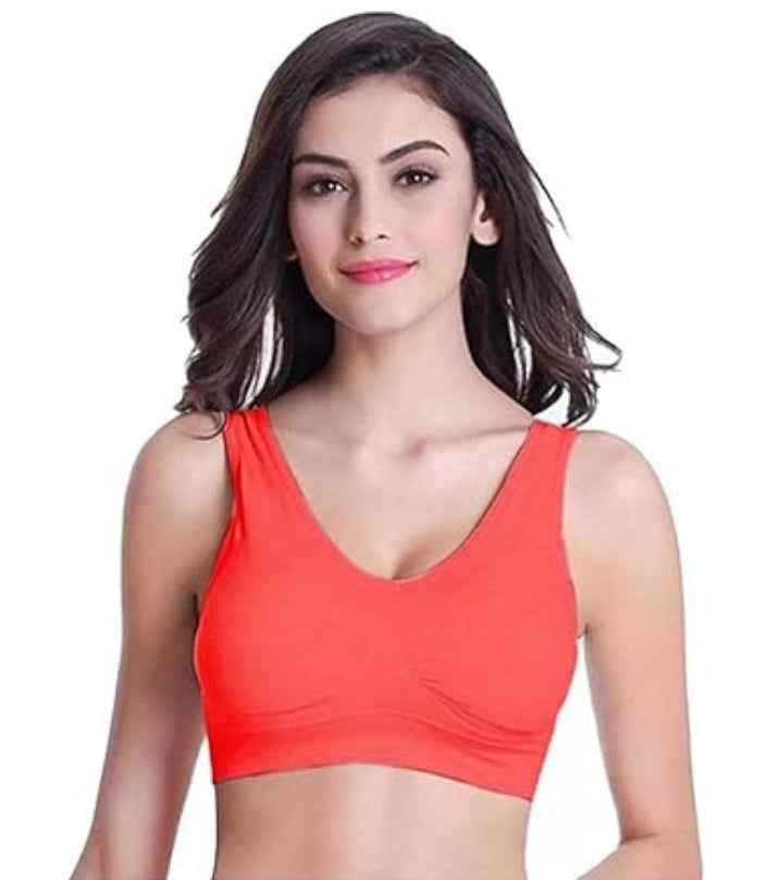 Pack Of 2 Womens Fashion Sports Bra | Seamless, Padded, Non-Wired Gym & Yoga Bra | High Support, Comfortable Everyday Bralette