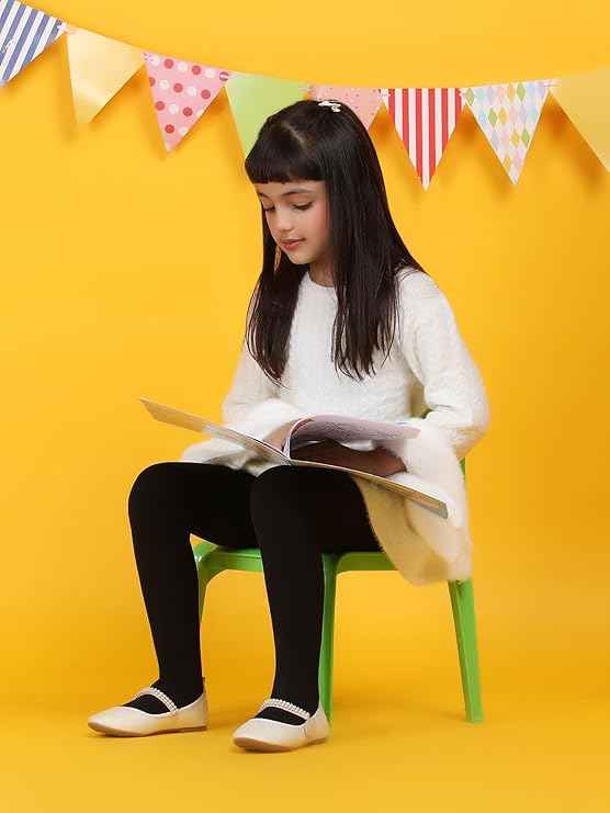 Brachy Girls Pack Of 2 Girls Thermal Tights | Fleece Lined Winter Warm Tights | Soft Stretchable Thermal Leggings for Stretch Fit Tights Pantyhose Stockings | Ideal for Ballet Dancing Everyday Activity