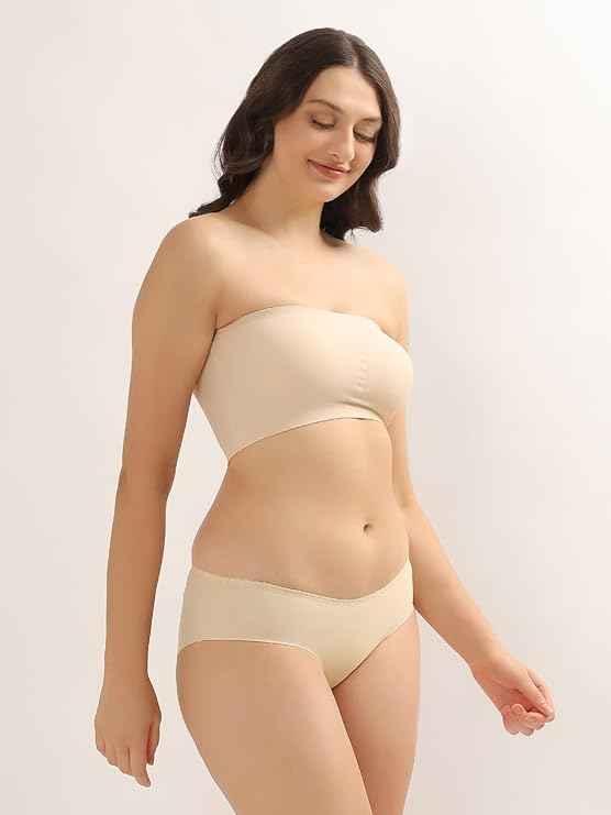 Brachy Women Beige Lightly Padded Seamless Rapid Dry Bandeau Tube Bra
