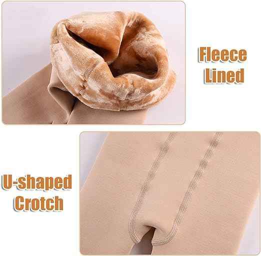 Brachy Girls Pack Of 2 Girls Thermal Tights | Fleece Lined Winter Warm Tights | Soft Stretchable Thermal Leggings for Stretch Fit Tights Pantyhose Stockings | Ideal for Ballet Dancing Everyday Activity