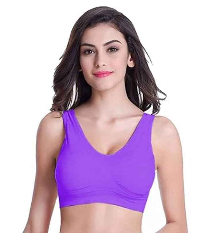 Pack Of 2 Womens Fashion Sports Bra | Seamless, Padded, Non-Wired Gym & Yoga Bra | High Support, Comfortable Everyday Bralette