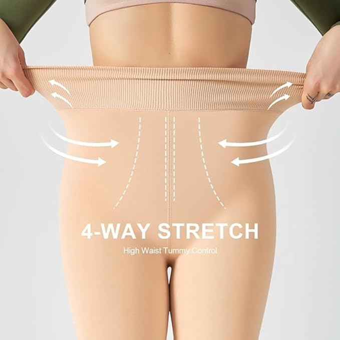 Plus Size Women Skin Comfort Fleece Footed Fur Stocking Winter Wear Extra Warm, Woolen High Waisted Lined Thigh Highs