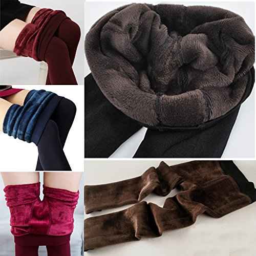 Plus Size Women Maroon Comfort Fleece Footed Fur Stocking Winter Wear Extra Warm, Woolen High Waisted Lined Thigh Highs