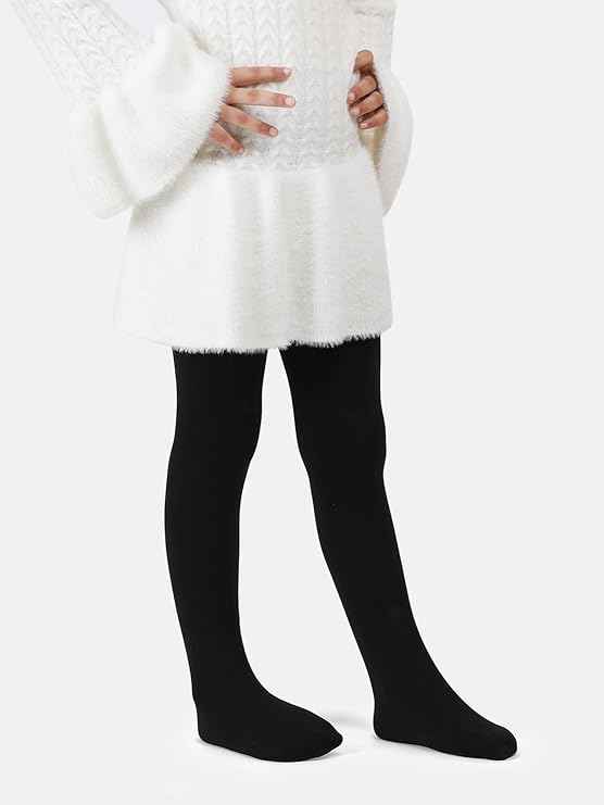 Brachy Girls Kids Black Winter Warm Ultra Soft Fur Stretchable Tights for Girls | Thermal Fur Stockings