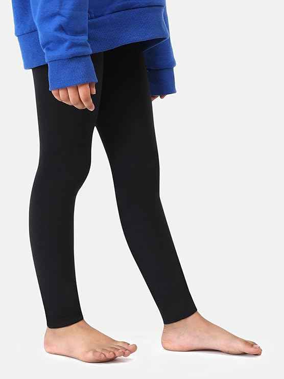 Brachy Girls Kids Black Winter Warm Ultra Soft Fur Stretchable Thermal Tights Leggings Footless Stockings(Multicolor, 4-14 Years)