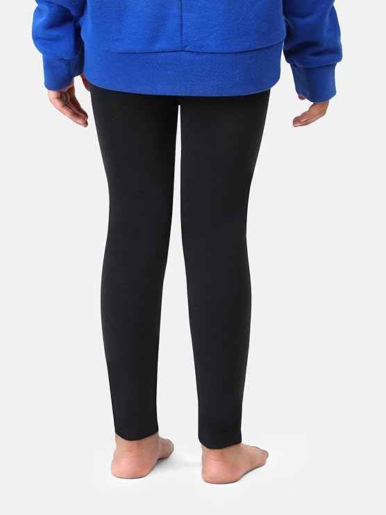 Brachy Girls Black Thermal Stockings | Fleece Lined Winter Warm Tights | Soft Stretchable Thermal Leggings for Kids & Teens