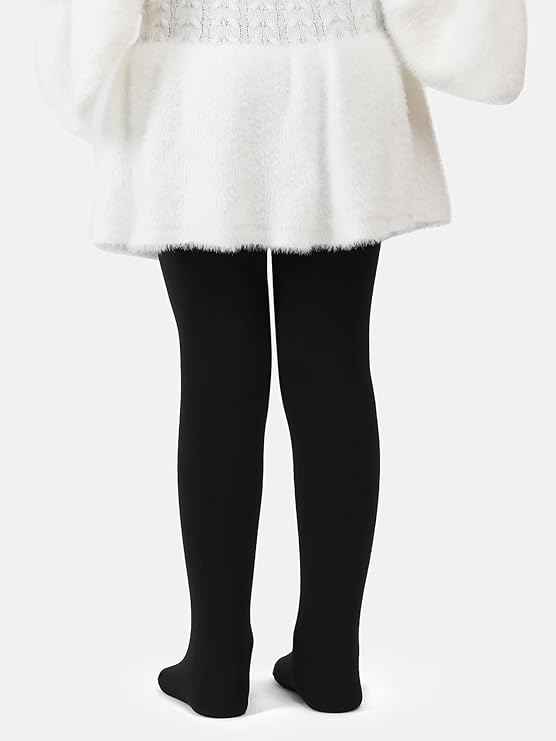 Brachy Girls Pack Of 2 Girls Thermal Tights | Fleece Lined Winter Warm Tights | Soft Stretchable Thermal Leggings for Stretch Fit Tights Pantyhose Stockings | Ideal for Ballet Dancing Everyday Activity