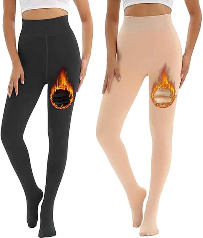 Brachy Girls Pack Of 2 Girls Thermal Tights | Fleece Lined Winter Warm Tights | Soft Stretchable Thermal Leggings for Stretch Fit Tights Pantyhose Stockings | Ideal for Ballet Dancing Everyday Activity
