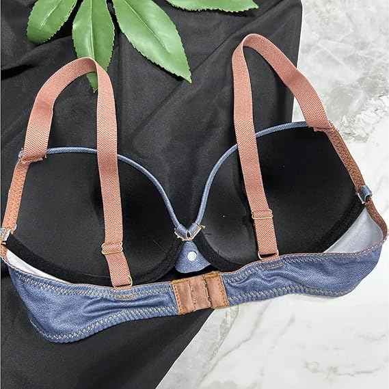 Brachy Women Blue Denim Shade Medium Coverage Underwired Lightly Padded Push-Up Bra