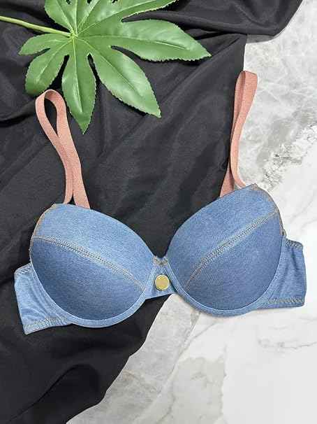 Brachy Women Blue Denim Shade Medium Coverage Underwired Lightly Padded Push-Up Bra