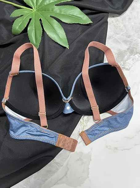Brachy Women Blue Denim Shade Medium Coverage Underwired Lightly Padded Push-Up Bra