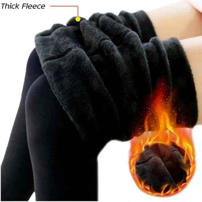 Brachy Girls Black Thermal Stockings | Fleece Lined Winter Warm Tights | Soft Stretchable Thermal Leggings for Kids & Teens