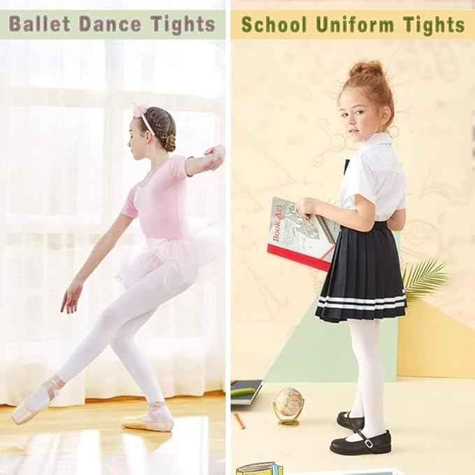 Brachy Girls Pack Of 2 Girls Thermal Tights | Fleece Lined Winter Warm Tights | Soft Stretchable Thermal Leggings for Stretch Fit Tights Pantyhose Stockings | Ideal for Ballet Dancing Everyday Activity