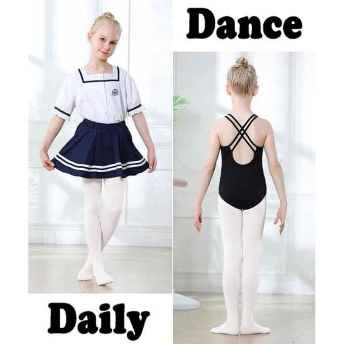 Brachy Girls Pack Of 2 Girls Thermal Tights | Fleece Lined Winter Warm Tights | Soft Stretchable Thermal Leggings for Stretch Fit Tights Pantyhose Stockings | Ideal for Ballet Dancing Everyday Activity