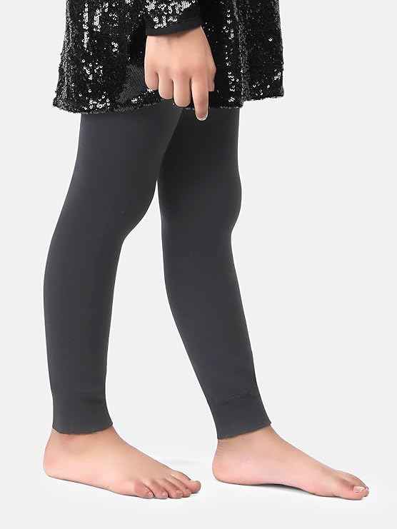 Brachy Girls Kids Grey Winter Warm Ultra Soft Fur Stretchable Thermal Tights Leggings Footless Stockings(Multicolor, 4-14 Years)