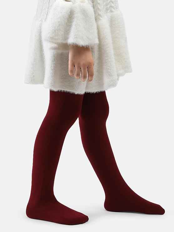 Brachy Girls Kids Maroon Winter Warm Ultra Soft Fur Stretchable Tights for Girls | Thermal Fur Stockings