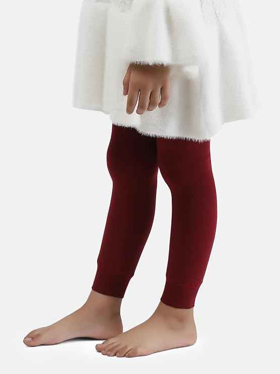 Brachy Girls Kids Maroon Winter Warm Ultra Soft Fur Stretchable Thermal Tights Leggings Footless Stockings(Multicolor, 4-14 Years)
