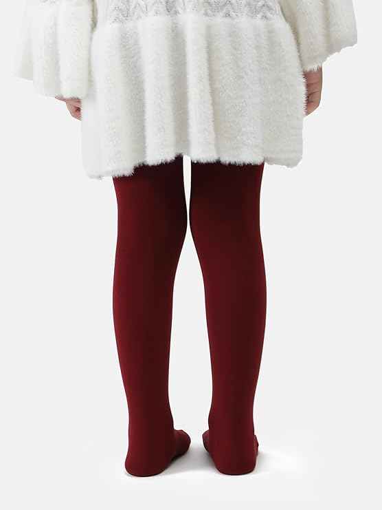 Brachy Girls Kids Maroon Winter Warm Ultra Soft Fur Stretchable Tights for Girls | Thermal Fur Stockings