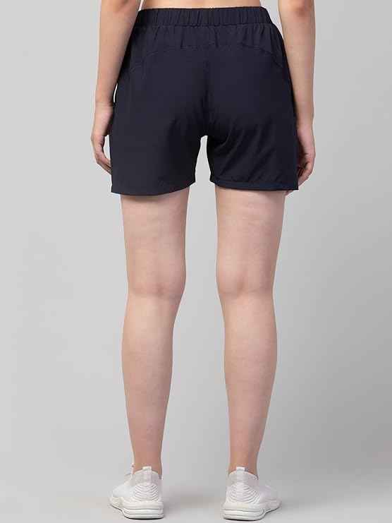 Brachy Sports Shorts for Women Running Gym Workout – Dry Fit Quick Dry Double Layer Inner Compression with Pockets | Breathable Lightweight Athletic Wear Above Knee