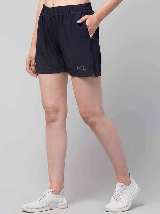 Brachy Sports Shorts for Women Running Gym Workout – Dry Fit Quick Dry Double Layer Inner Compression with Pockets | Breathable Lightweight Athletic Wear Above Knee