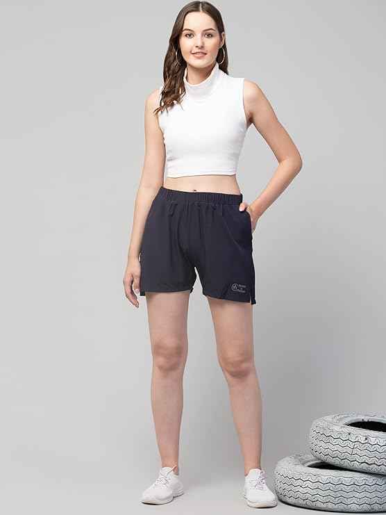 Brachy Sports Shorts for Women Running Gym Workout – Dry Fit Quick Dry Double Layer Inner Compression with Pockets | Breathable Lightweight Athletic Wear Above Knee