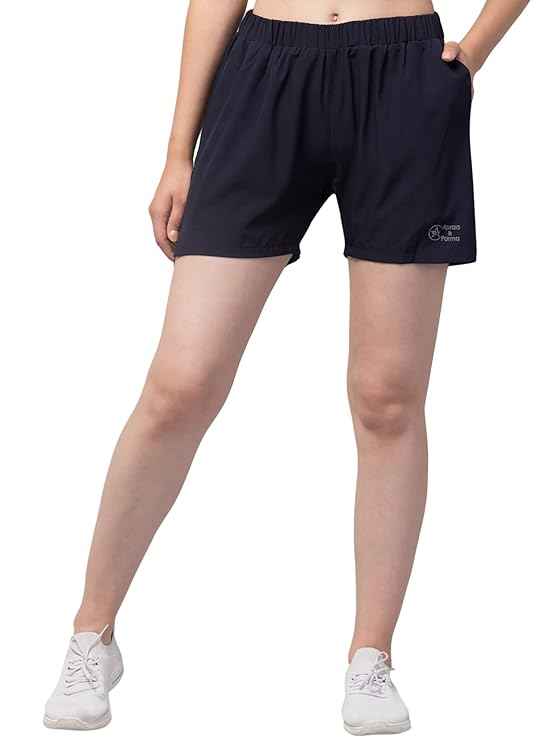 Brachy Sports Shorts for Women Running Gym Workout – Dry Fit Quick Dry Double Layer Inner Compression with Pockets | Breathable Lightweight Athletic Wear Above Knee